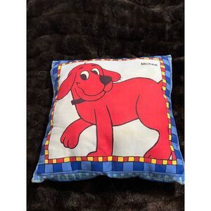 Vintage Clifford the Big Red Dog Square Throw Pillow 16" Plush Cartoon Cushion